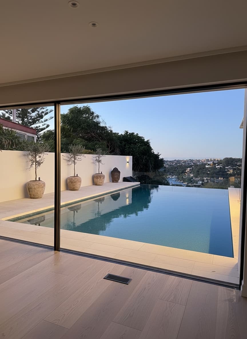 Pool & harbour terrace, Castlecrag, NSW