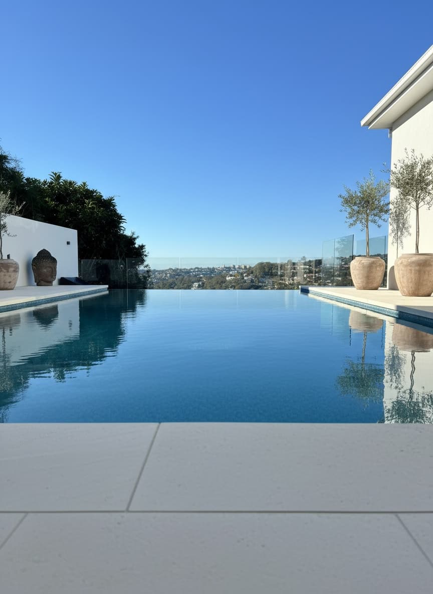 Pool & harbour terrace, Castlecrag, NSW