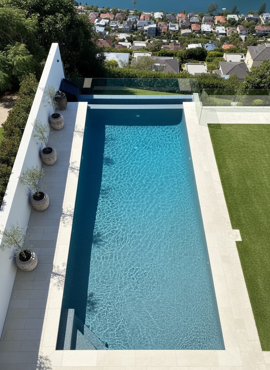 Pool & harbour terrace, Castlecrag, NSW